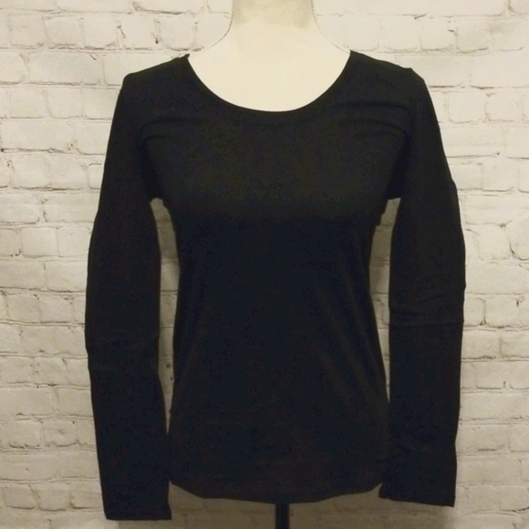 WILA Black Cotton Spandex Long Sleeve T-Shirt NWT - Picture 3 of 5